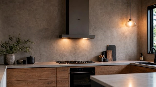 Cocina pared microcemento