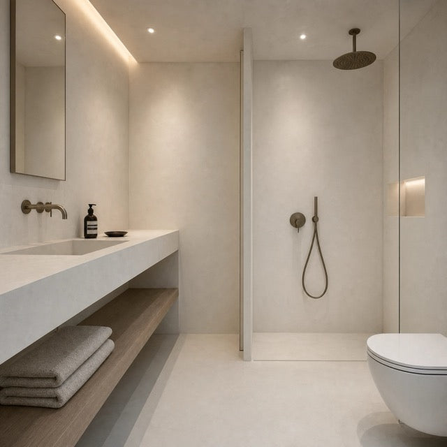 Baño minimalista microcemento