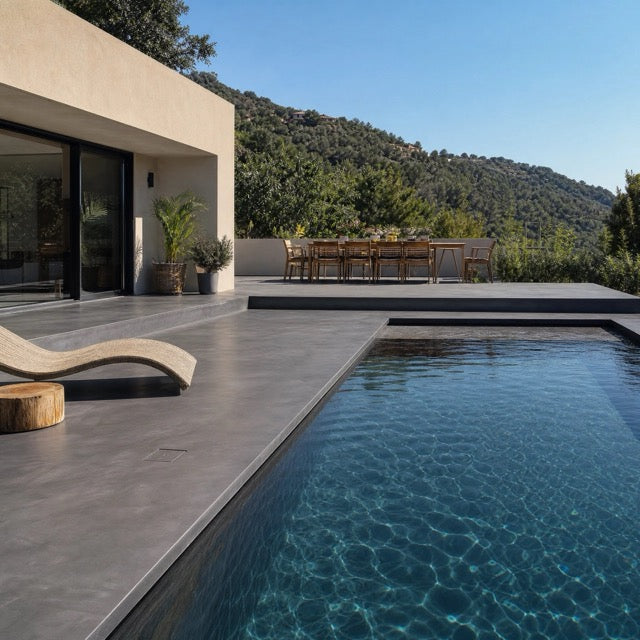 Terraza piscina microcemento